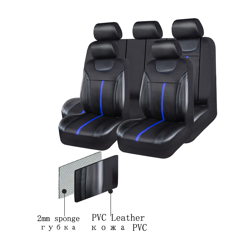 AUTOKING PU Leather And Mesh C - Leather Car Seat Covers Full Set Universal 评论和价格