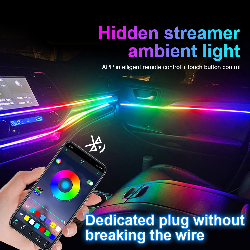 18 in 1 64 Color RGB Symphony  - Led Ambient Interior Car Lights App Control 评论和价格