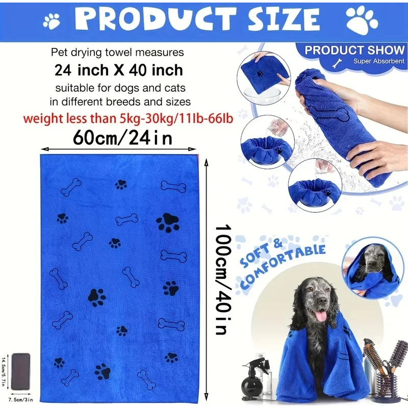 1/2pcs Microfiber Pet Bath Tow - Microfiber Car Drying Towel Super Absorbent 评论和价格
